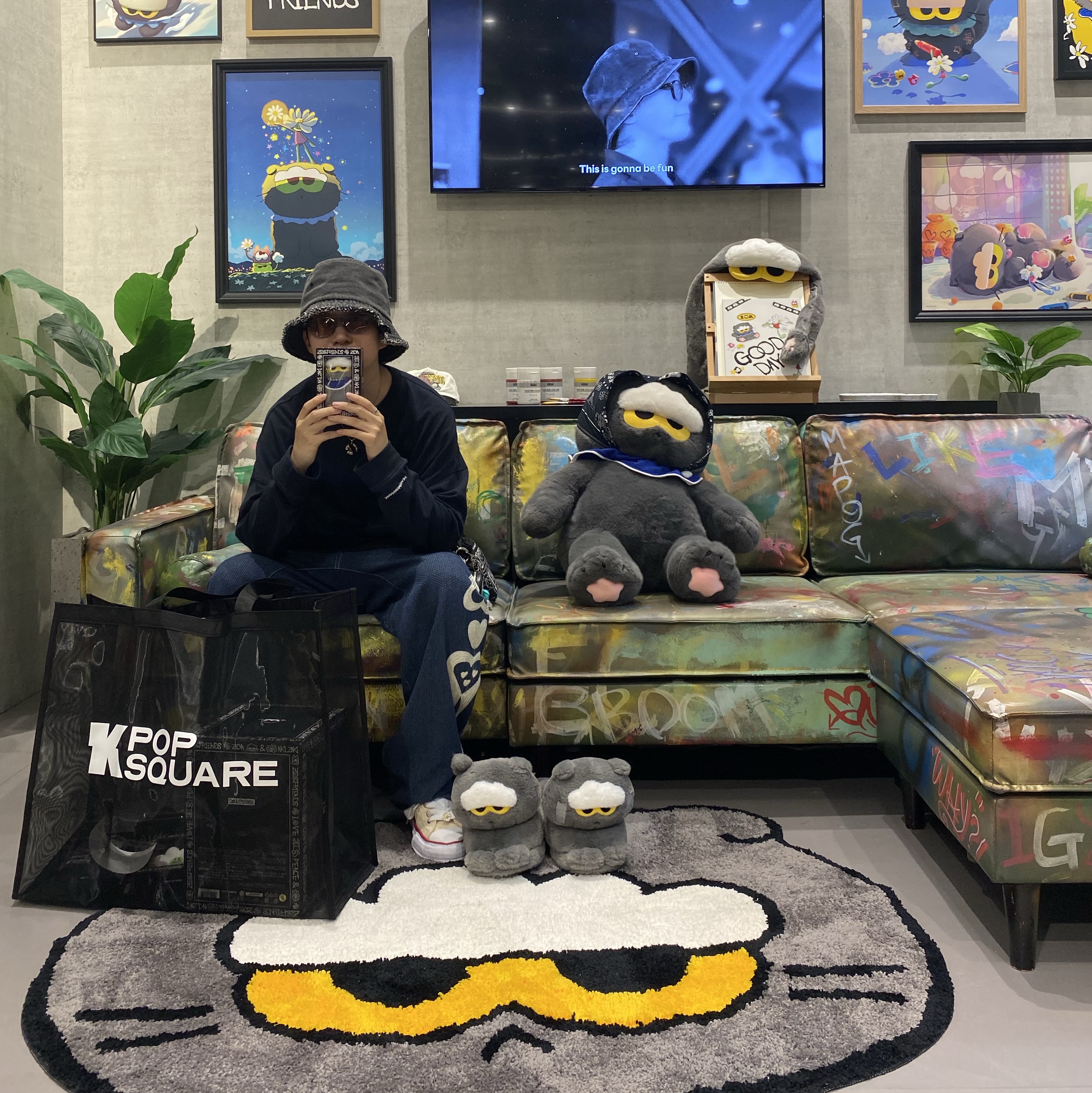 Zo&Friends Zoa Big Plush Grey, Maison Mihara Yasuhiro Peterson OG Sole Canvas Low-top Sneakers Natural 착용 스타일 - 3