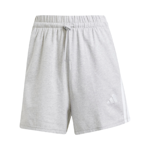 (W) Adidas Essentials 3-Stripes Cotton Shorts Light Grey Heather White - US Sizing