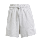 (W) Adidas Essentials 3-Stripes Cotton Shorts Light Grey Heather White - US Sizing