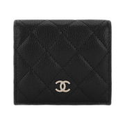 Chanel Small Flap Wallet Grained Calfskin & Gold Black