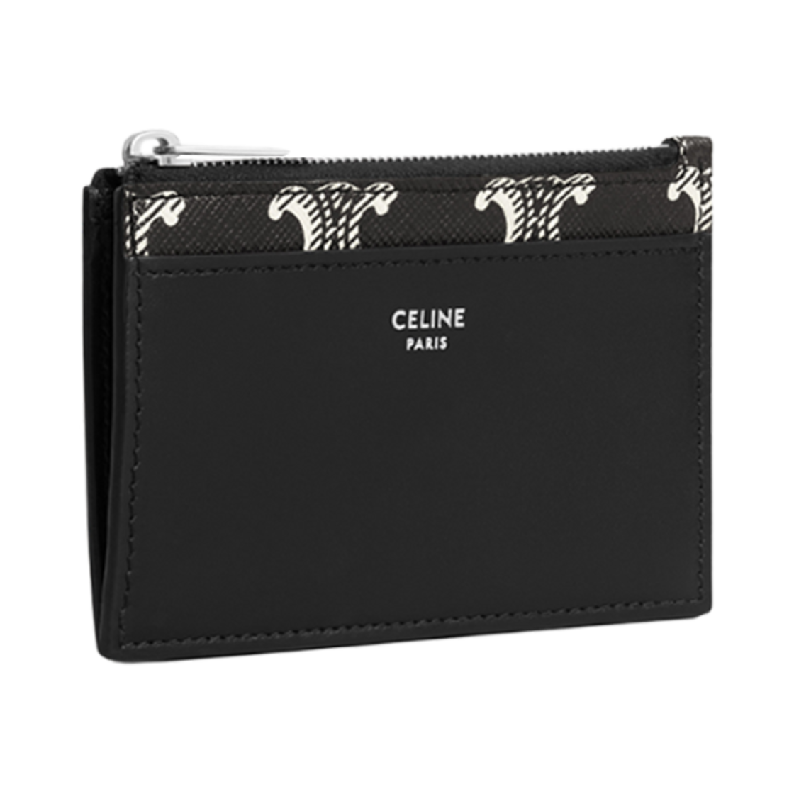 셀린느 지퍼 카드 홀더 트리옹프 캔버스 투톤 카프스킨 블랙 화이트(Celine Zipped Card Holder in Triomphe Canvas Two-Tone Calfskin Black White) - 2