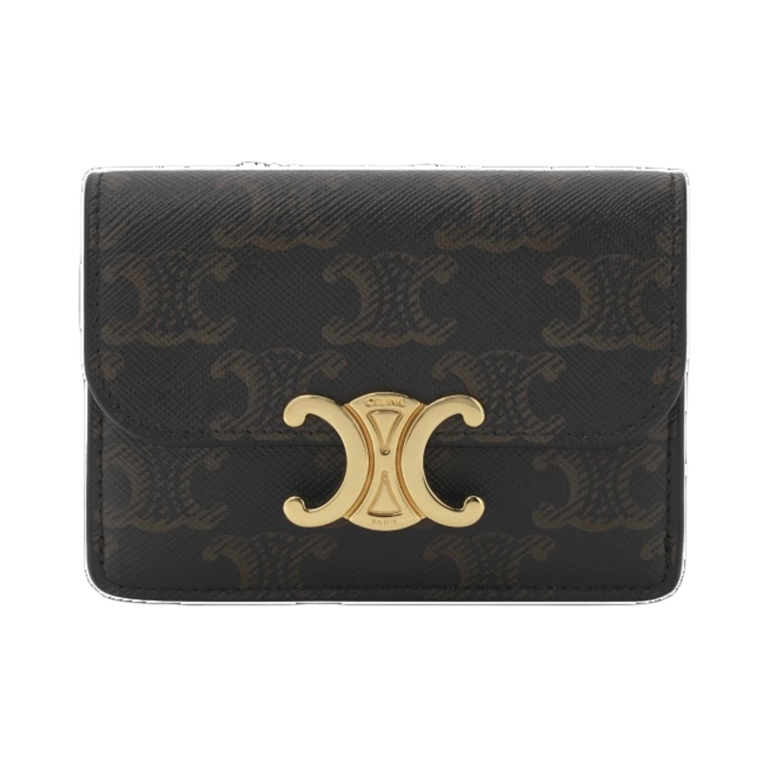 Celine Celine Card Holder with Flap in Triomphe Canvas Tan · ONE SIZE