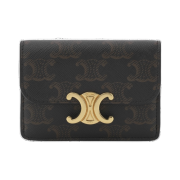 Celine Card Holder with Flap in Triomphe Canvas Tan