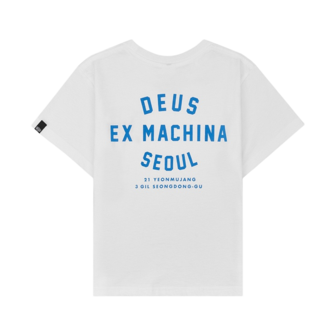 (키즈) 데우스 엑스 마키나 컬리지 성수 티셔츠 화이트 미드나잇 블루((Kids) Deus Ex Machina College Seongsu T-Shirt White Midnight Blue)