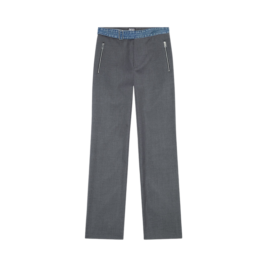 디젤 P-골드-A 데님 웨이스트밴드 울 팬츠 그레이(Diesel P-Gold-A Wool Pants with Denim Waistband Grey) - 1