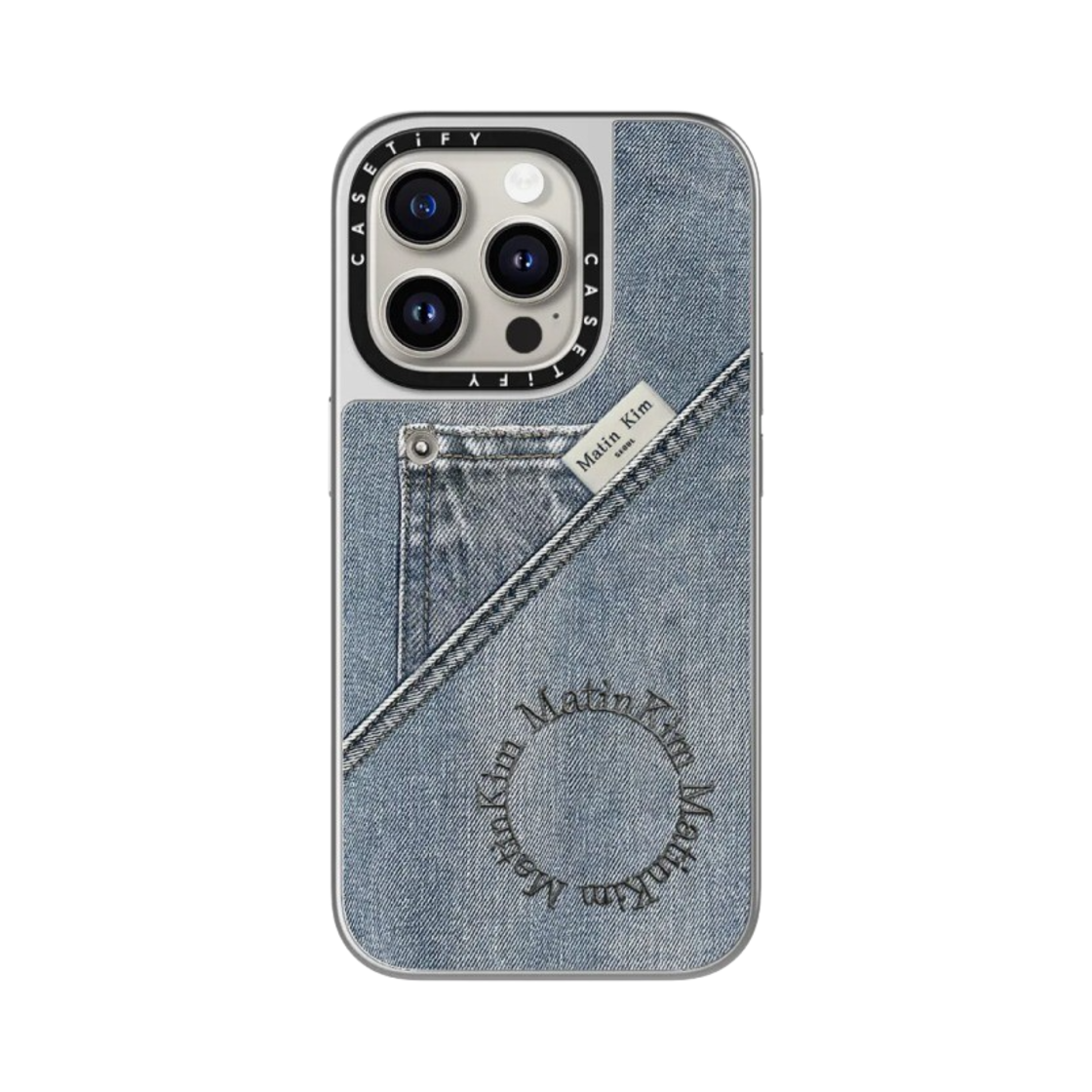 케이스티파이 x 마뗑킴 아이폰 데님 포켓 맥세이프 미러 케이스 실버(Casetify x Matin Kim iPhone Denim Pocket Magsafe Mirror Case Silver)