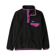 (Kids) Patagonia Lightweight Synchilla Snap-T Fleece Pullover Black Amaranth Pink