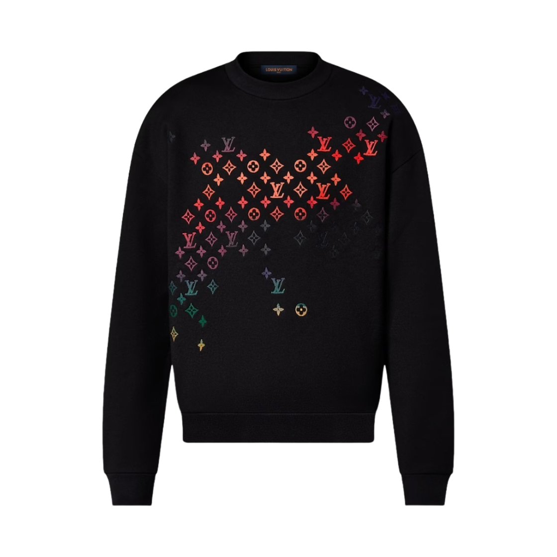 루이비통 모노그램 그라디언트 자수 코튼 스웨트셔츠 블랙(Louis Vuitton Monogram Gradient Embroidered Cotton Sweatshirt Black)