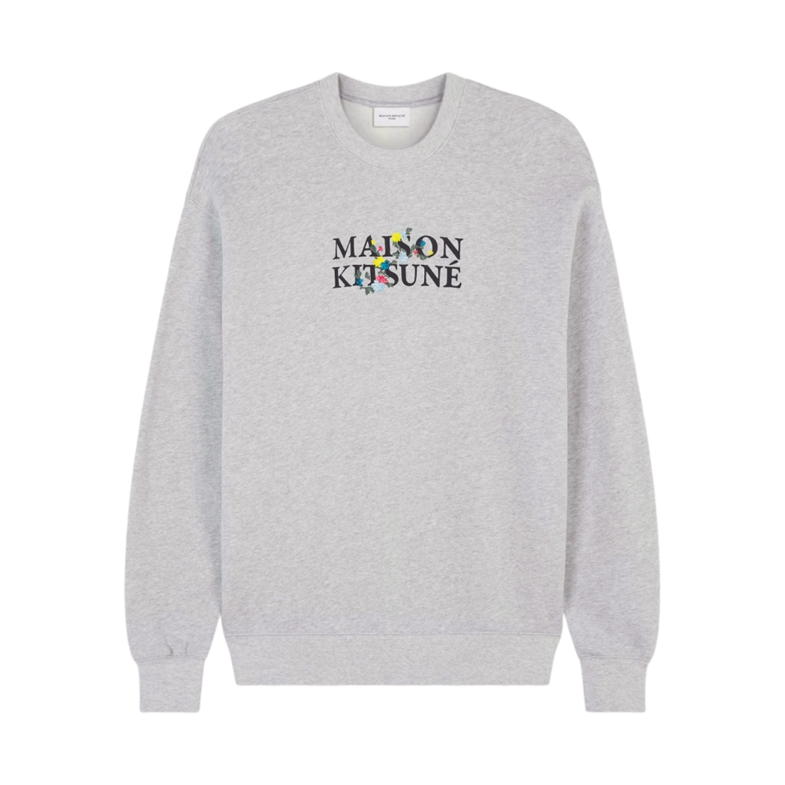 LM00308KM0307-H120 Maison Kitsune Flowers Comfort Sweatshirt Light Grey Melange