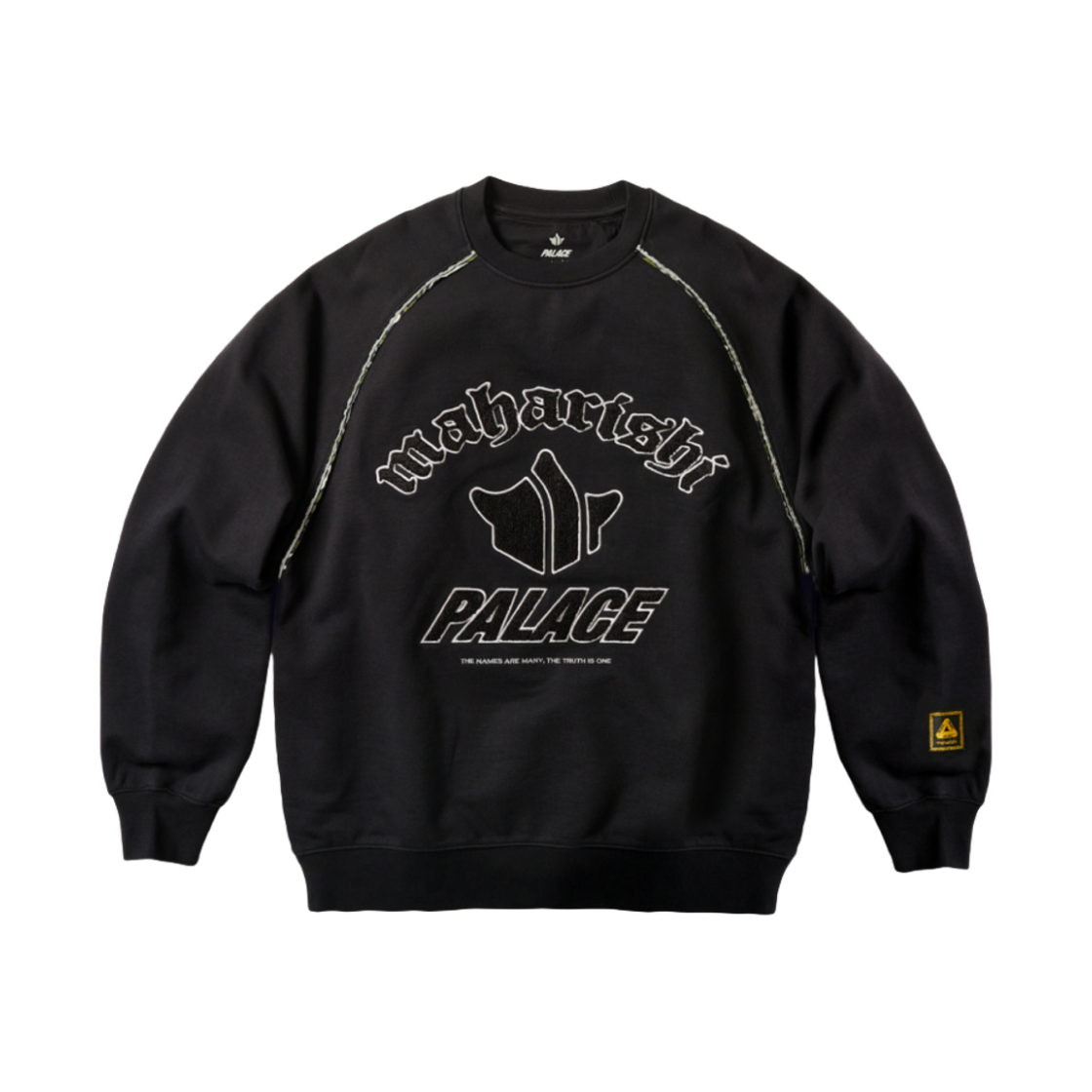 팔라스 x 마하리시 템플 스크립트 크루 블랙 - 25SS(Palace x Maharishi Temple Script Crew Black - 25SS)