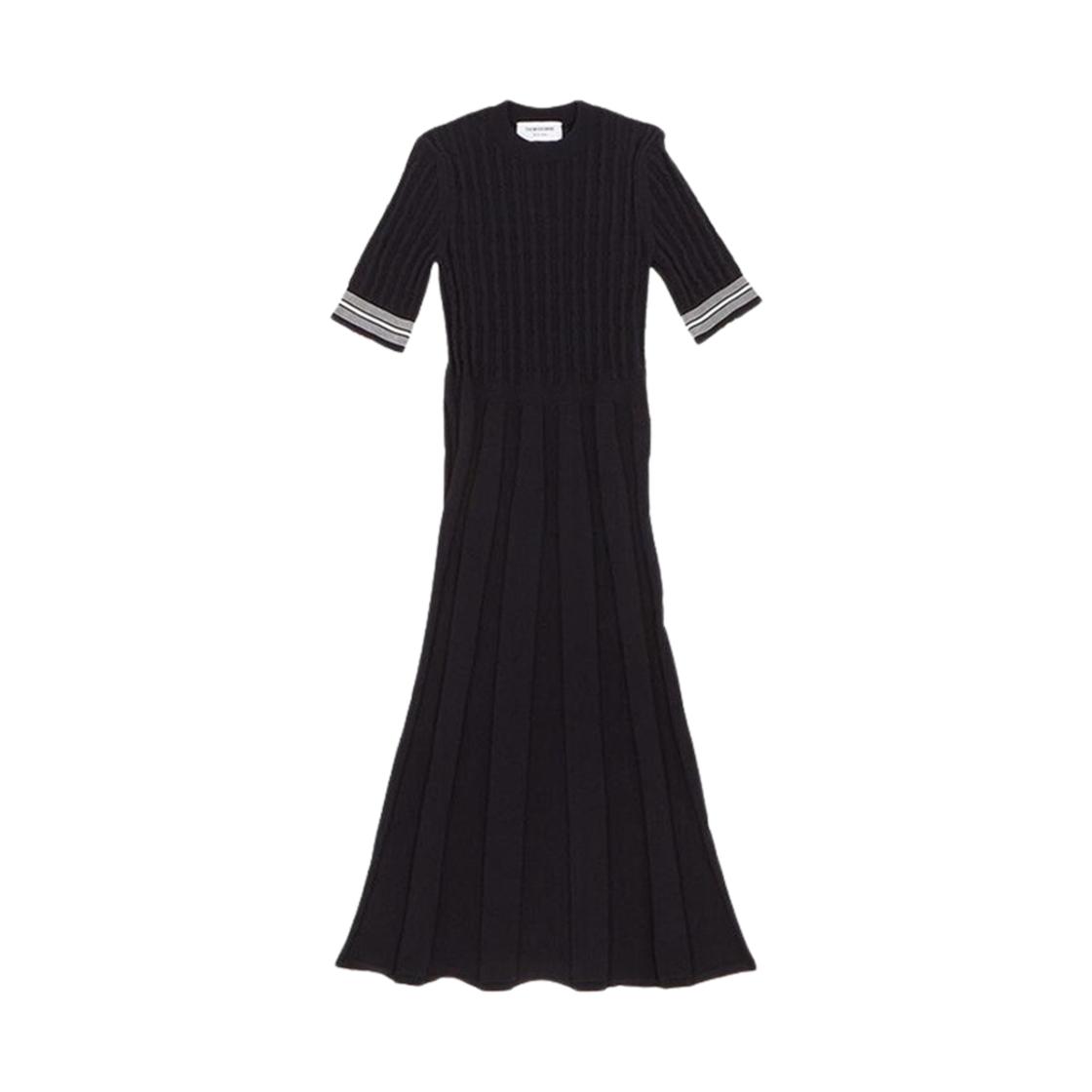 (W) 톰브라운 케이블 스트라이프 플리츠 드레스 네이비((W) Thom Browne Cable Stripe Pleated Dress Navy) - 1