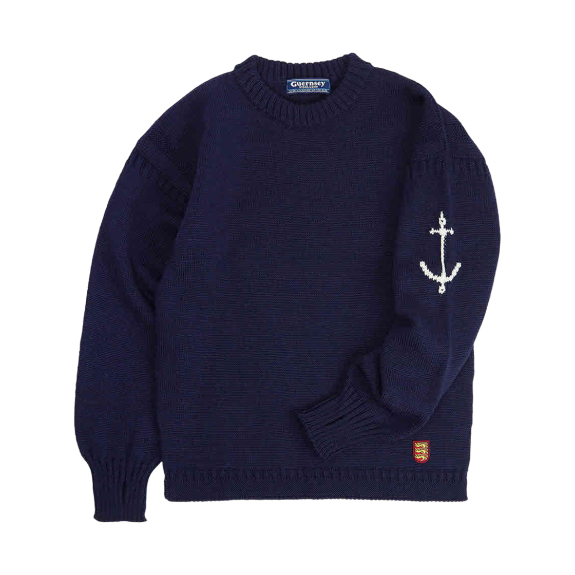 - Guernsey Woollens Crewneck Wholegarment Sweater Navy