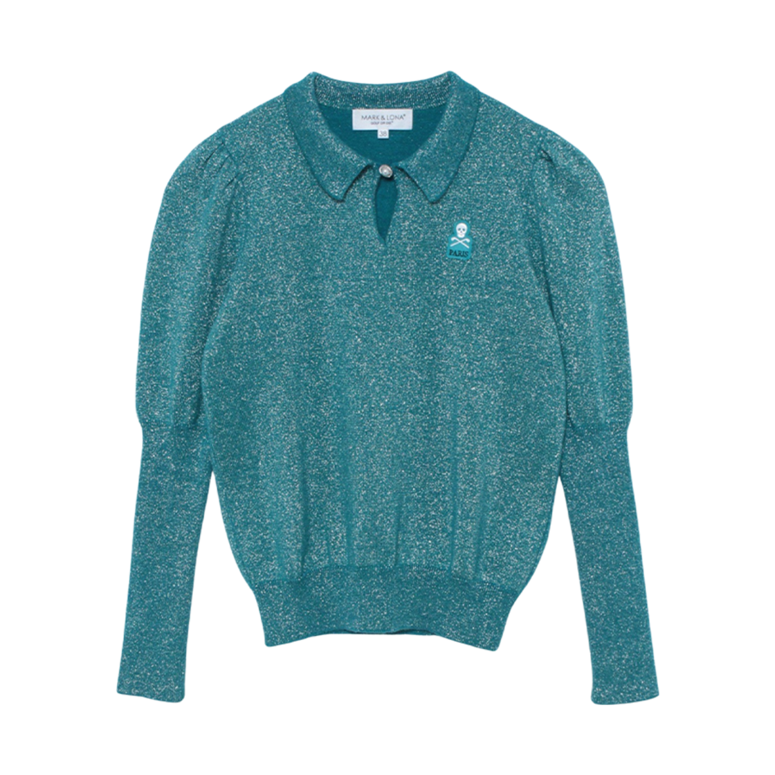 MLW-2C-AB11 (W) Mark & Lona Ecrin Puff Sleeve Polo Knit Emerald
