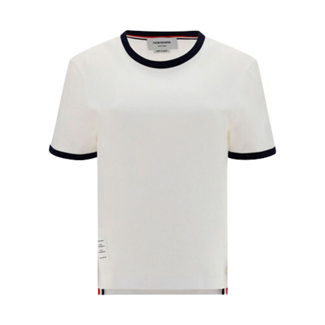 FJS075A-00042-100 (W) Thom Browne Asymmetric Hem Short Sleeve T-Shirt White