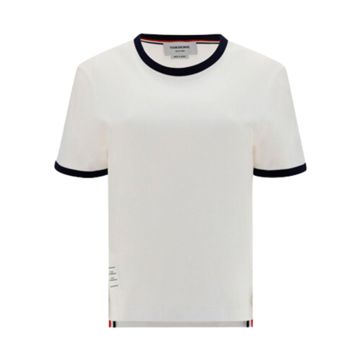 (W) Thom Browne Asymmetric Hem Short Sleeve T-Shirt White
