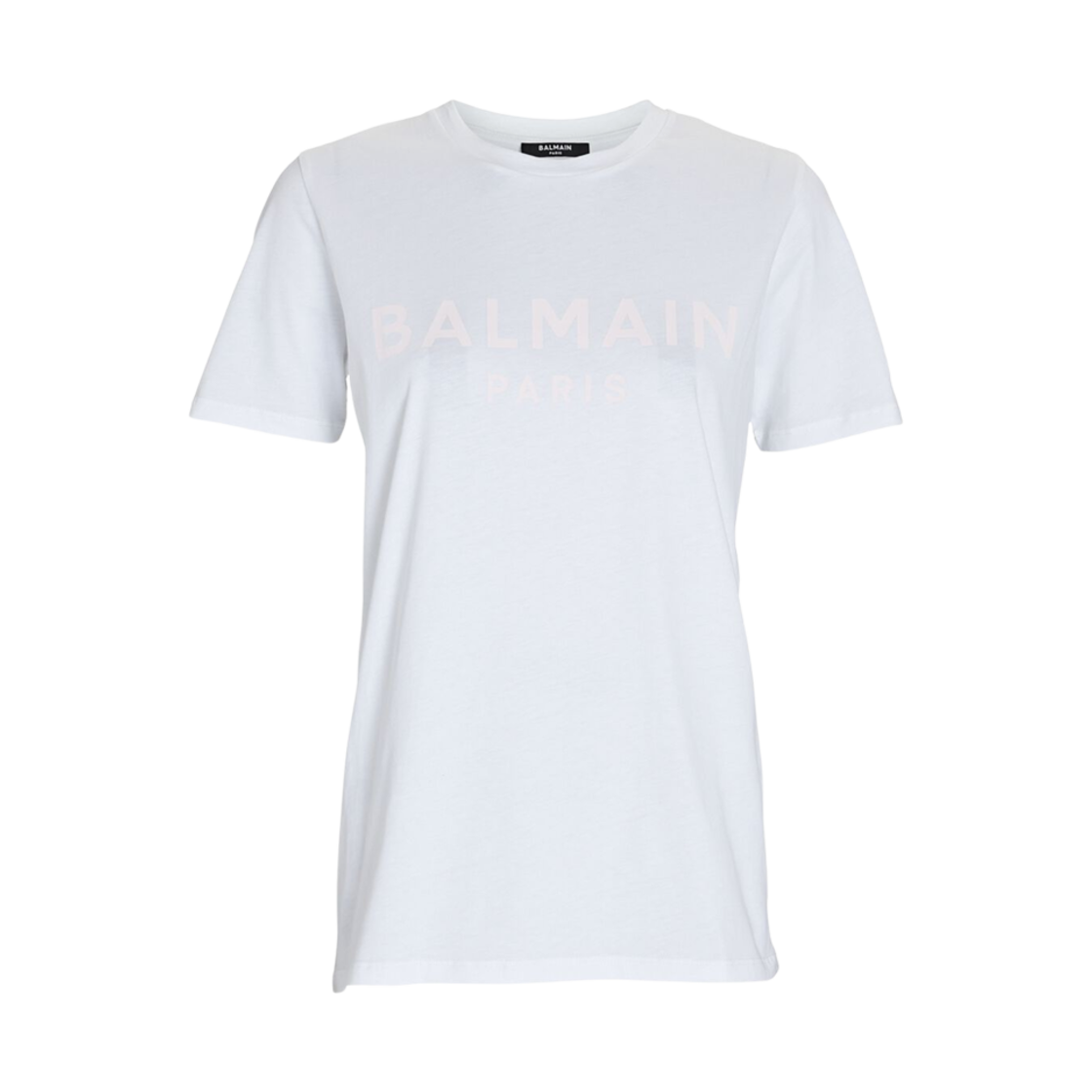 (W) 발망 코튼 로고 티셔츠 화이트((W) Balmain Cotton Logo T-Shirt White)