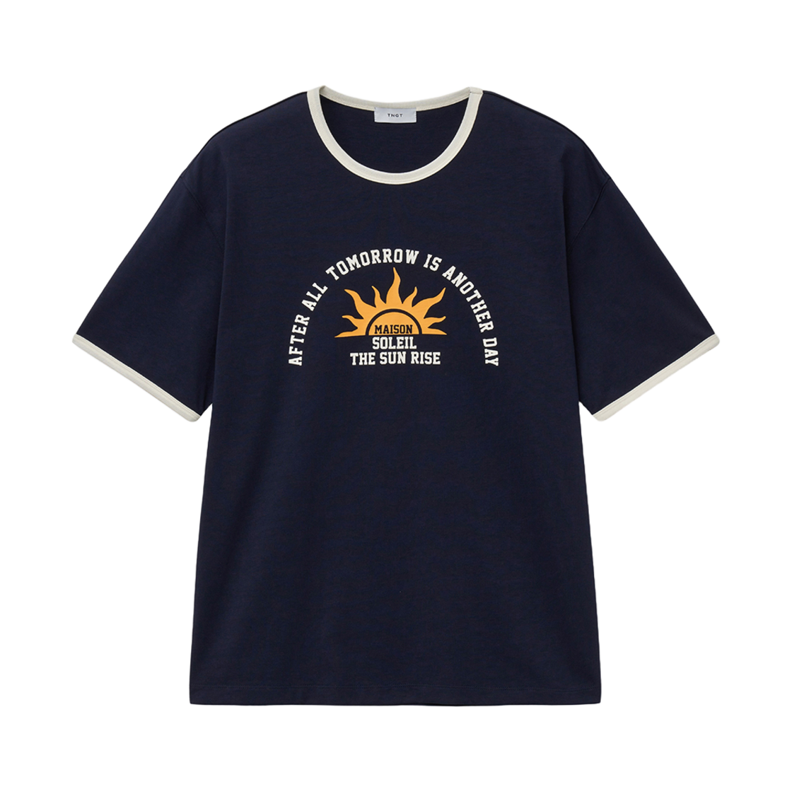TNTS5E201N2 TNGT Semi Over-fit SOLEIL Graphic Ringer T-Shirts Dark Navy