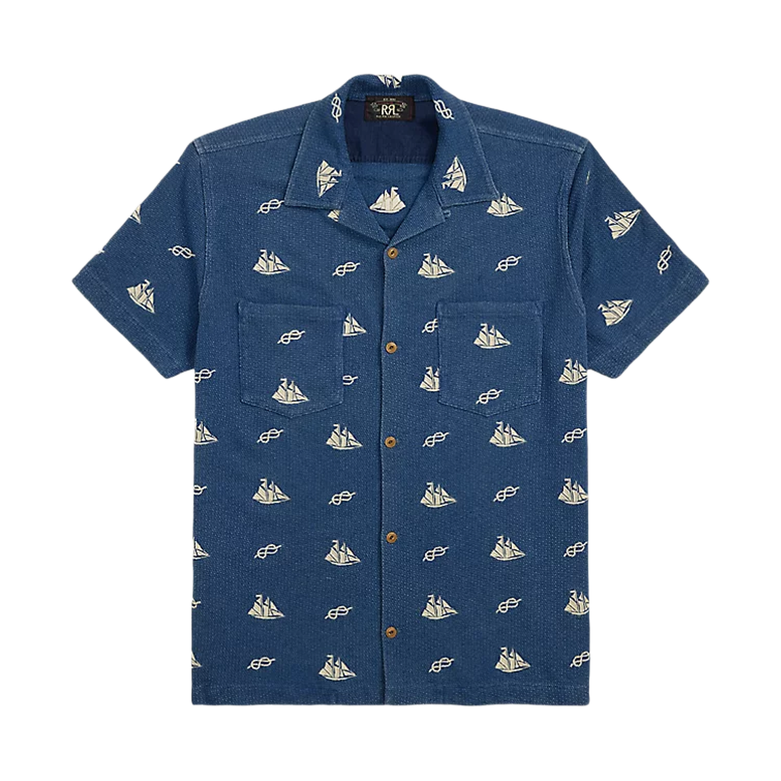 더블알엘 노티컬 자수 피케 캠프 셔츠 인디고 멀티(Double RL Nautical Embroidered Pique Camp Shirt Indigo Multi) - 1