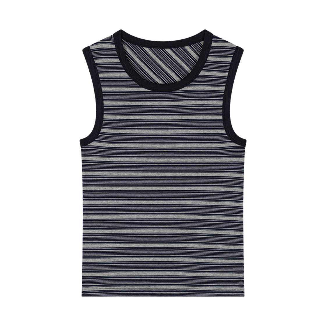 웨이비니스 쉬어 스트라이프 슬리브리스 그레이 네이비(Waviness Sheer Stripe Sleeveless Grey Navy) - 1
