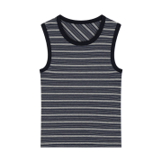 Waviness Sheer Stripe Sleeveless Grey Navy