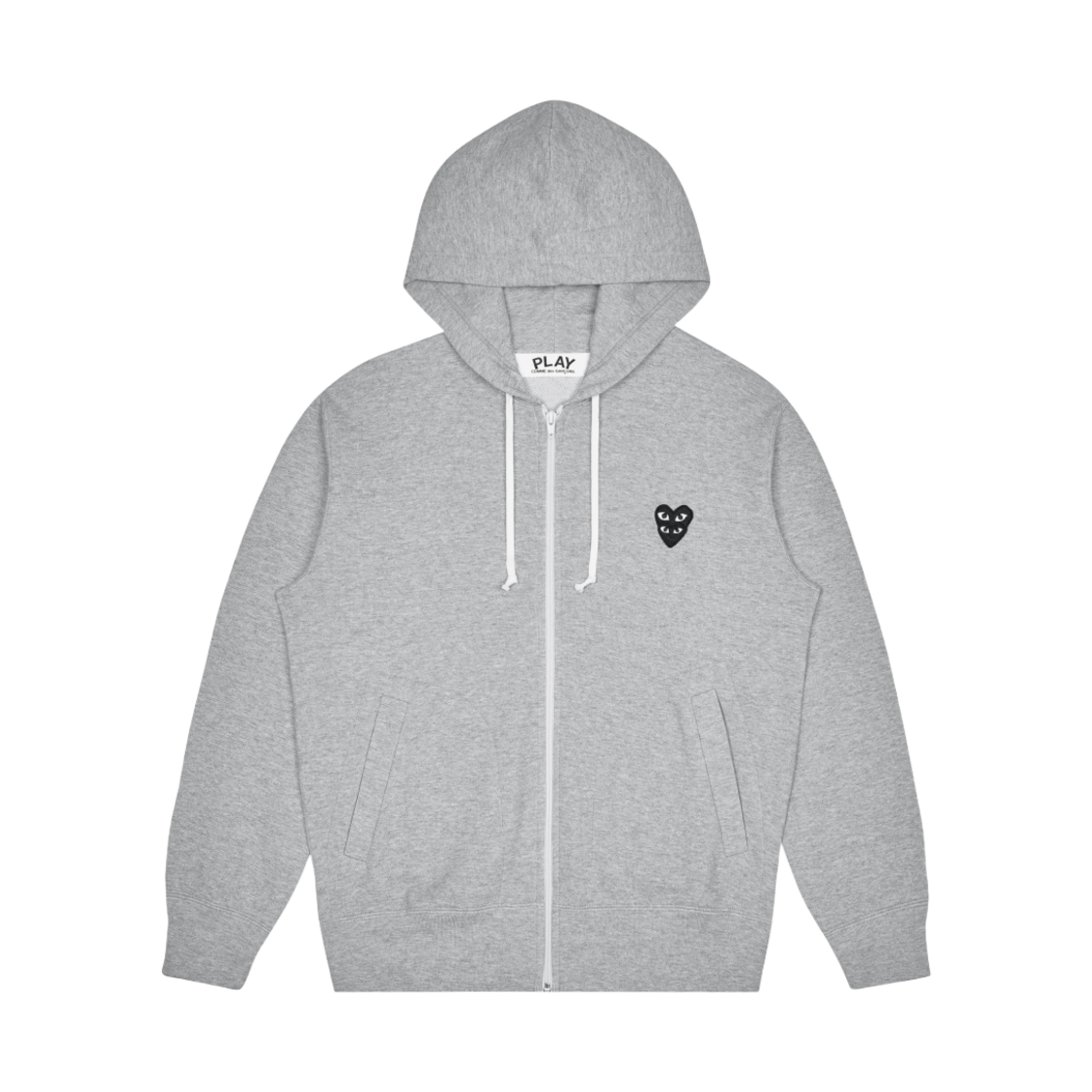 플레이 꼼데가르송 더블 아이 블랙 하트 후드 집업 그레이(Play Comme des Garcons Double Eye Black Heart Zip Hooded Sweatshirt Grey)
