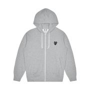 Play Comme des Garcons Double Eye Black Heart Zip Hooded Sweatshirt Grey