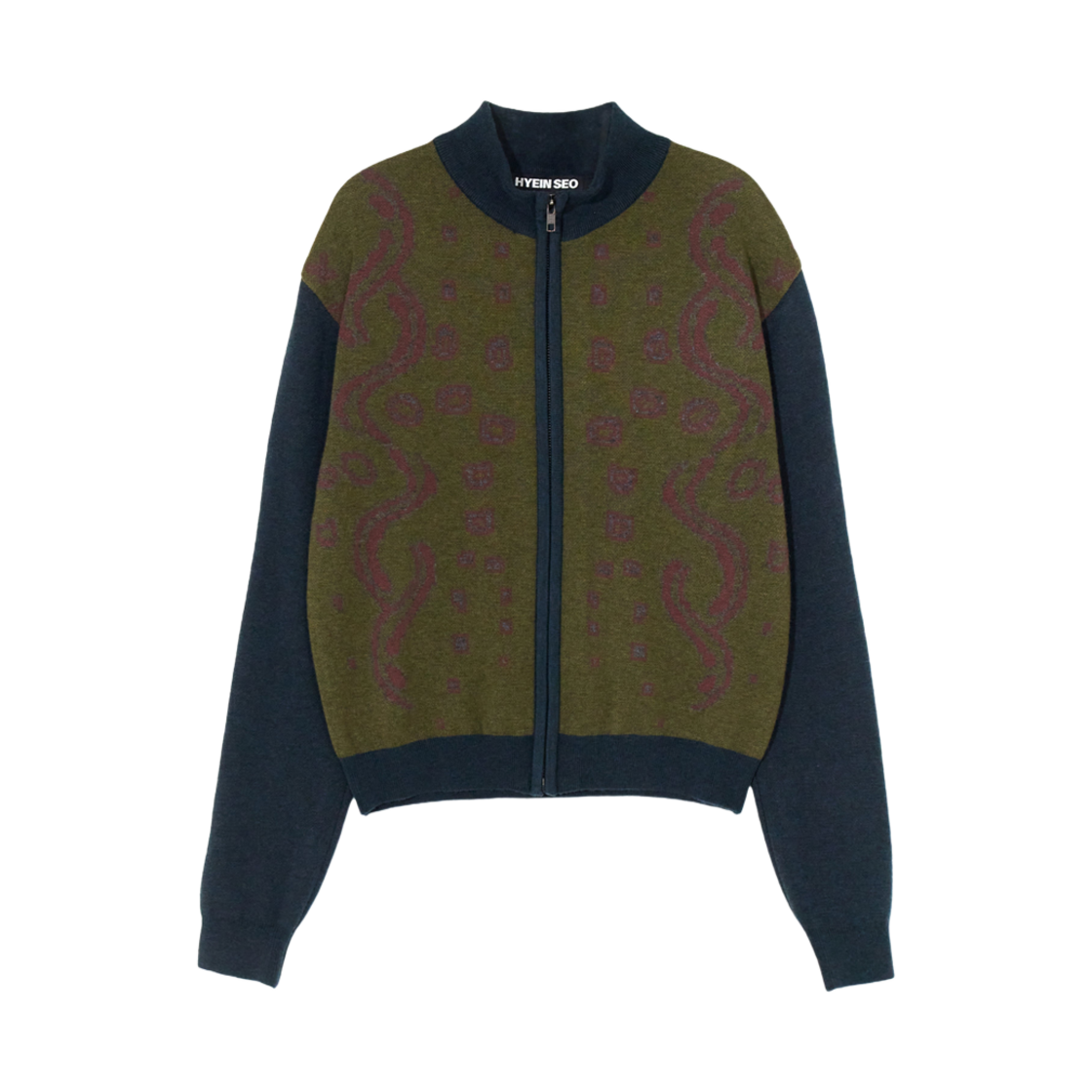 Hyein Seo 그래픽 니트 집업 포레스트 그린