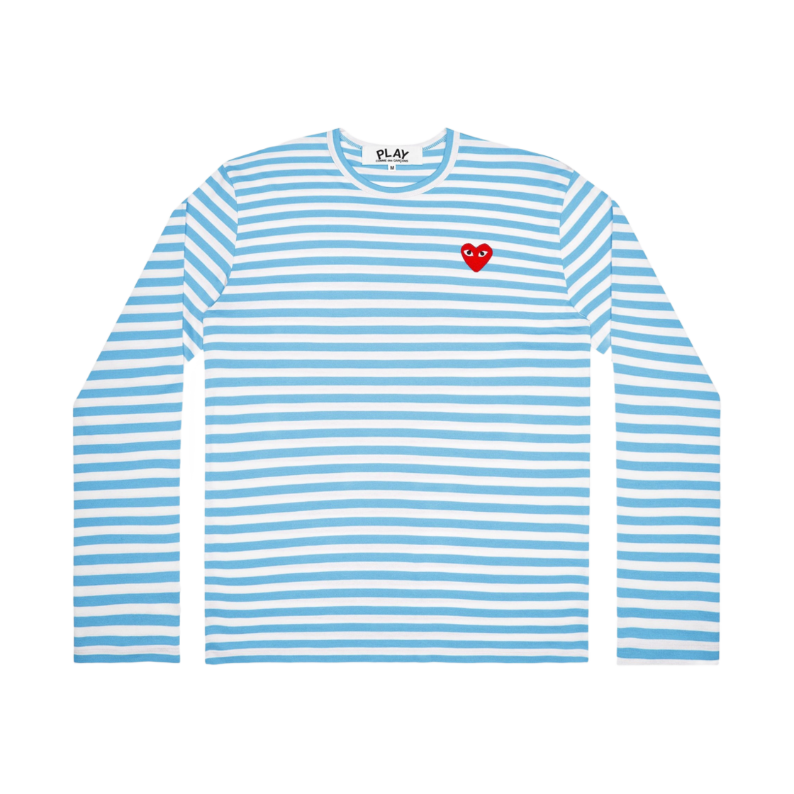 플레이 꼼데가르송 레드 하트 보더 롱슬리브 블루 화이트(Play Comme des Garcons Red Heart Border Long Sleeve Blue White) - 1