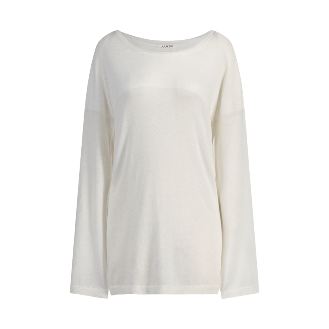 24SSMATO06WT Juukiff Long Sleeve Sheer Top In Pima Cotton White