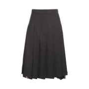 (W) Thom Browne Super 120S Twill Below Knee Pleated Skirt Navy