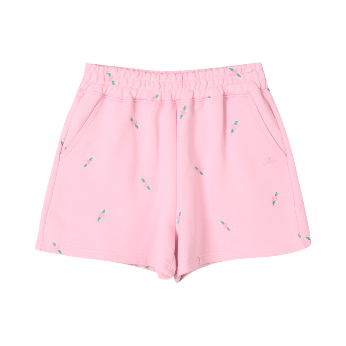NEIB24FWPT006 Neib Rose Embroidery Sweat Shorts Pink