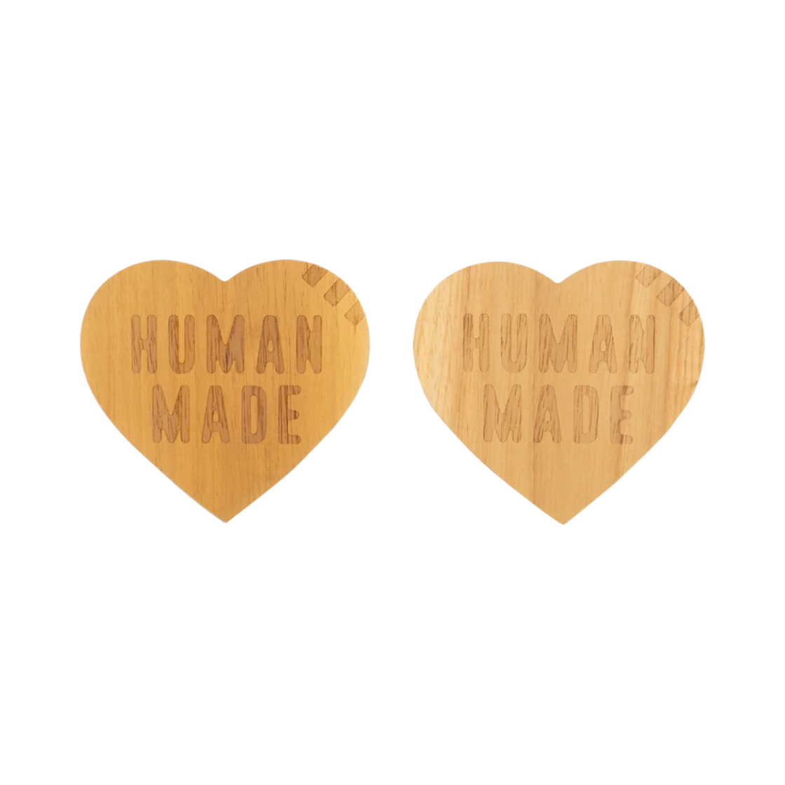 HM27GD076 Human Made Heart Wood Coaster Beige (Set of 2)