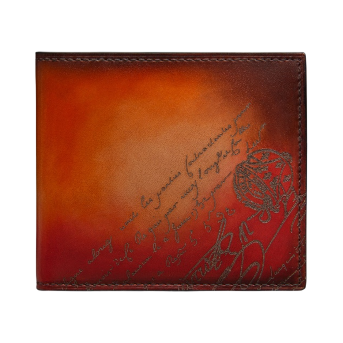 MAKORE-NEO-JOUR-V2 Berluti Makore Scritto Leather Wallet Red Sunset
