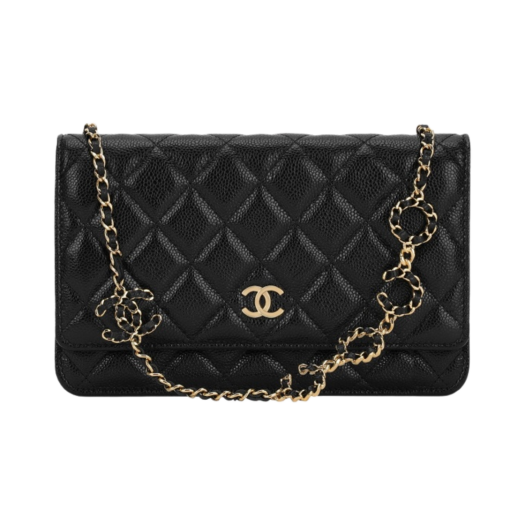 Chanel Wallet On Chain Grained Calfskin & Gold Black