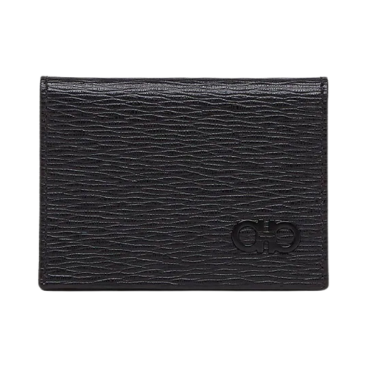 Ferragamo Gacini Credit Card Holder Black Dark Rain