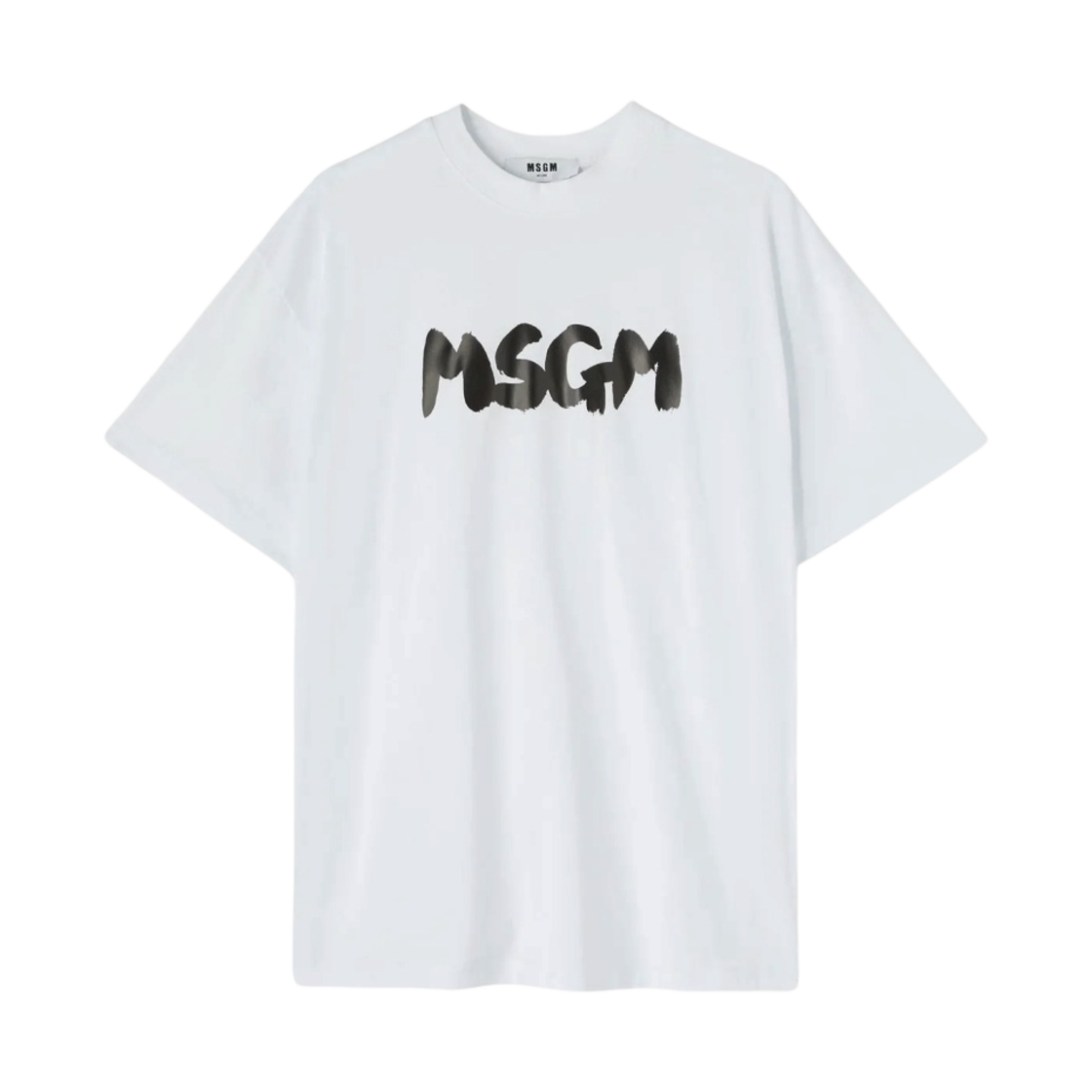 엠에스지엠 뉴 브러쉬드 로고 코튼 크루넥 티셔츠 화이트(MSGM Cotton Crewneck T-Shirt with New Brushed Logo White) - 1