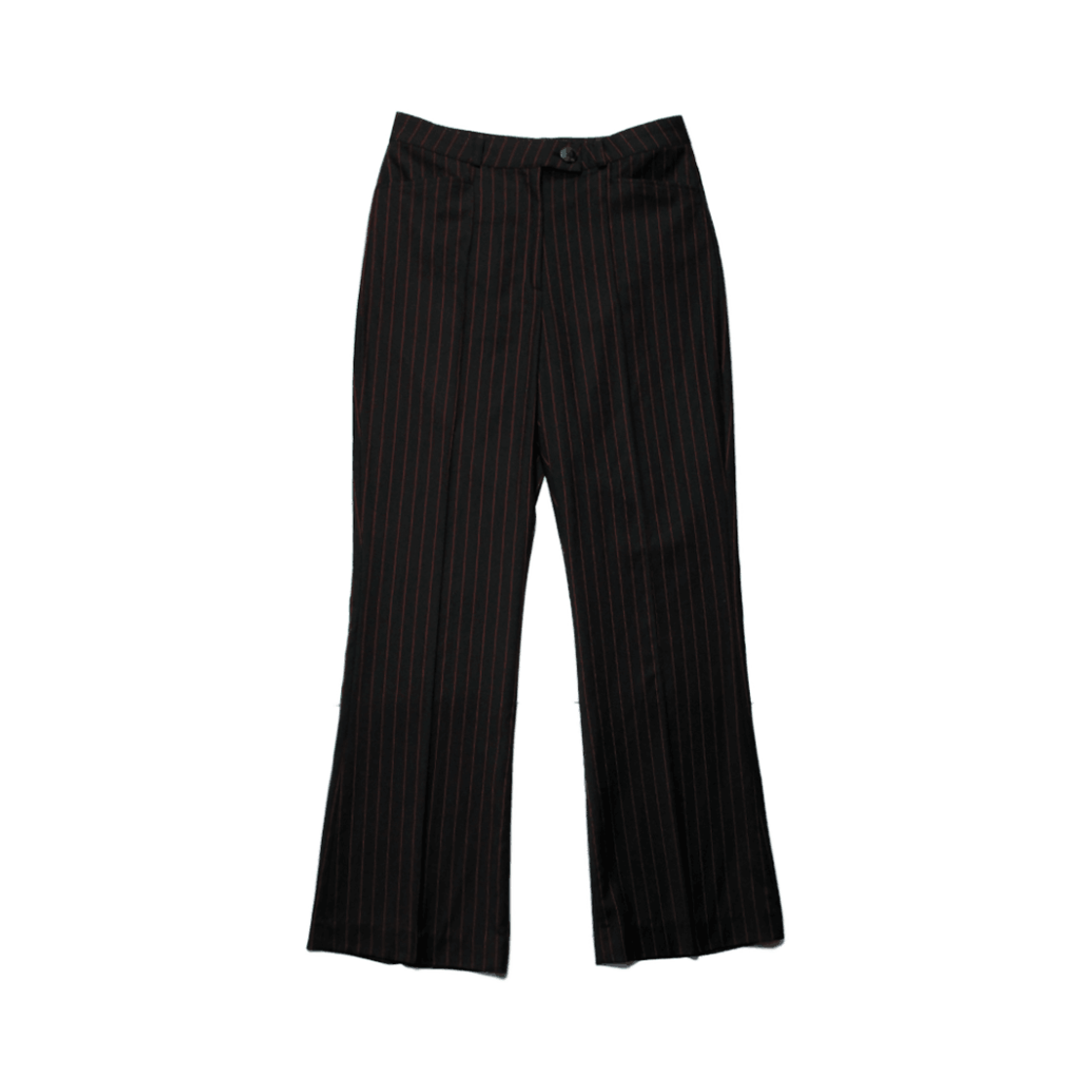 산시 우먼즈 세미 플레어 트라우저 레드 핀스트라이프(SANSI Women's Semi Flare Trousers Red Pinstripes)