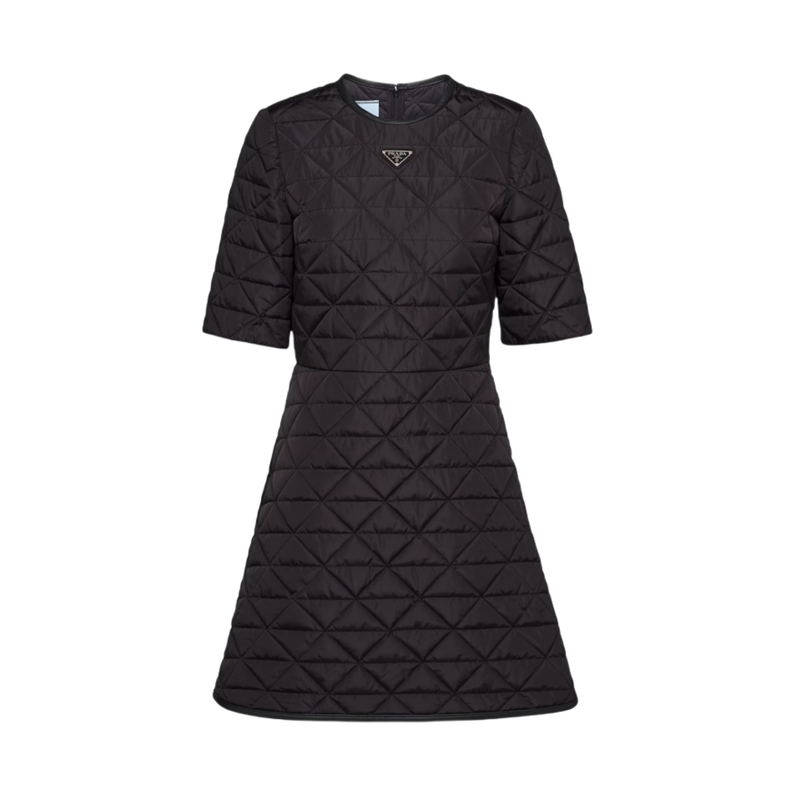 230688-1WQ9-F0002 (W) Prada Short Sleeved Re-Nylon Quilted Dress Black