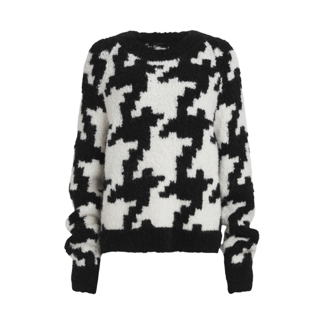 WK022Z (W) All Saints Joy Houndstooth Chunky Boucle Jumper Black Chalk White