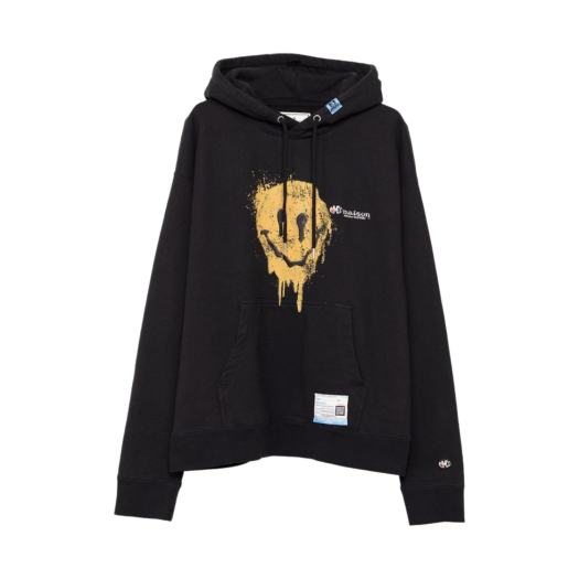 A11HD711-BLACK Maison Mihara Yasuhiro Smily Face Printed Hoodie Black