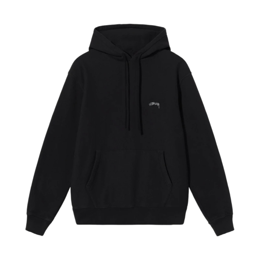 Stussy Overdyed Smooth Stock Logo Hood Black