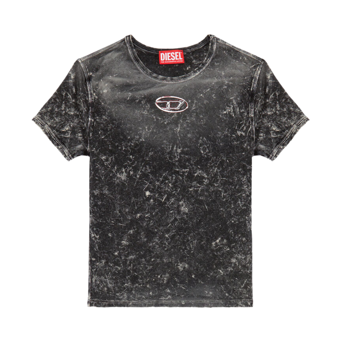 A142430CNAY-900 (W) Diesel Marble Effect T-Shirt in Stretch Jersey Black