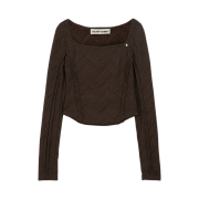 Vacant Archive Women Beti Square Neck Long Sleeve Top Brown