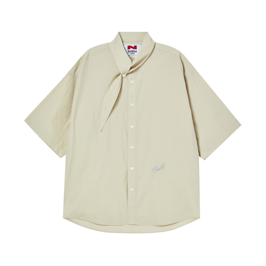 엔 아카이브 럭스 텍스쳐 라이트 페브릭 카라 디테일 반팔 셔츠 베이지(N ARCHIVE Lux Texture Light Fabric Collar Detail 1/2 Shirts Beige) - 1