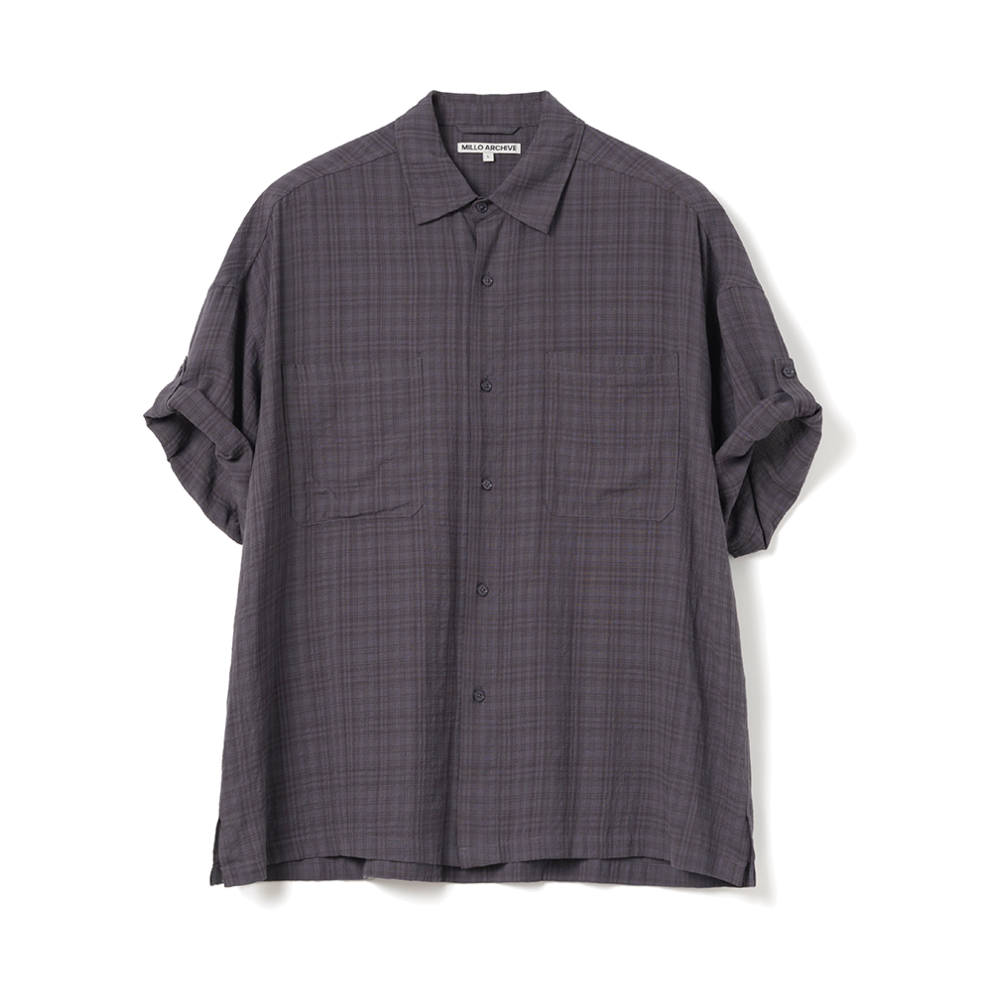 밀로 아카이브 링클 체크 롤업 하프 셔츠 빈티지 퍼플(Millo Archive Wrinkle Check Roll Up Half Shirts Vintage Purple)