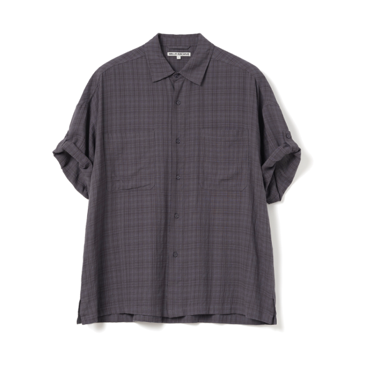 ML551VPU Millo Archive Wrinkle Check Roll Up Half Shirts Vintage Purple