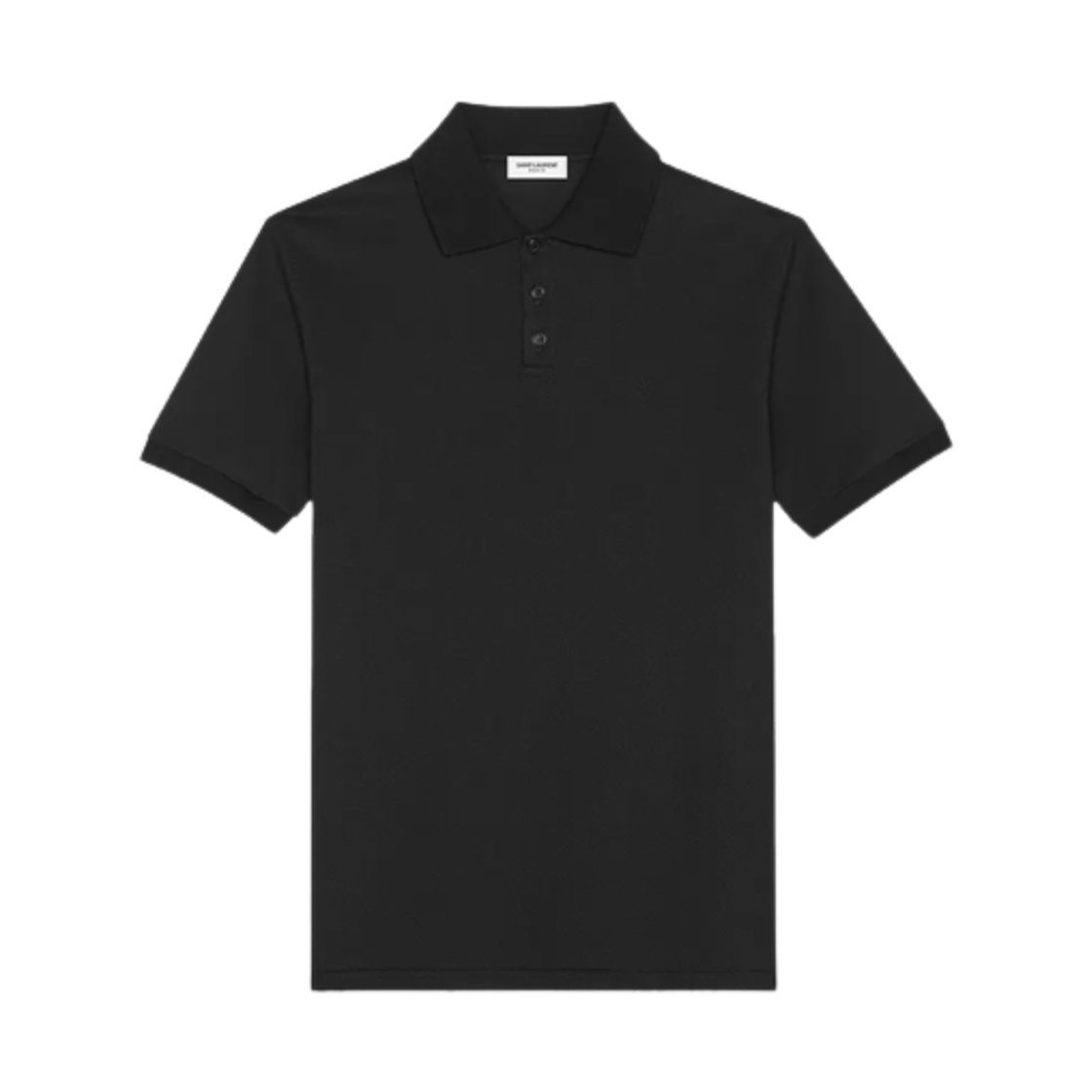 554052-YB2OC-1000 Saint Laurent Cassandre Polo Shirt in Cotton Pique Black