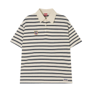 Menasoo Multi Stripe Collar T Shirt Navy Ivory