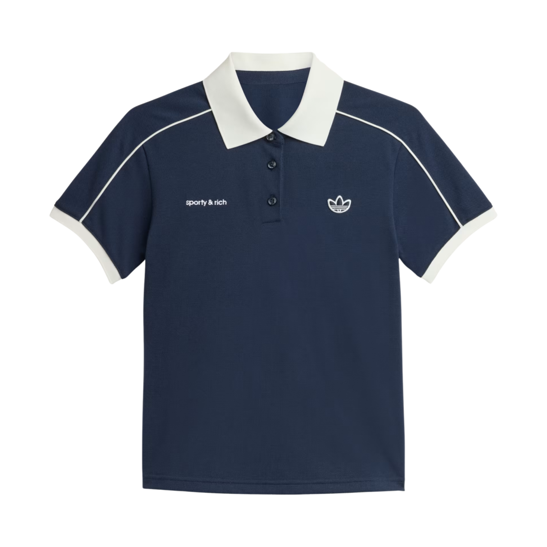 (W) 아디다스 x 스포티 앤 리치 폴로 티 셔츠 나이트 네이비 - KR 사이즈((W) Adidas x Sporty & Rich Polo T-Shirts Night Navy - KR Sizing)