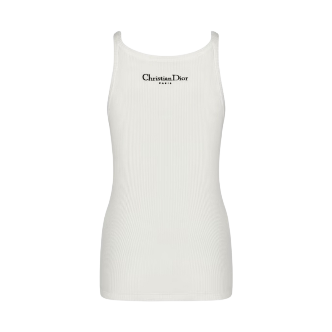 (W) 디올 에센셜 립드 코튼 저지 탱크탑 화이트((W) Dior Essentials Ribbed Cotton Jersey Tank Top White) - 2
